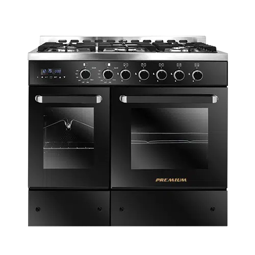Unionaire Premium Gas Oven 90 cm, 5 Burners, Digital Display, Full Safety, Black